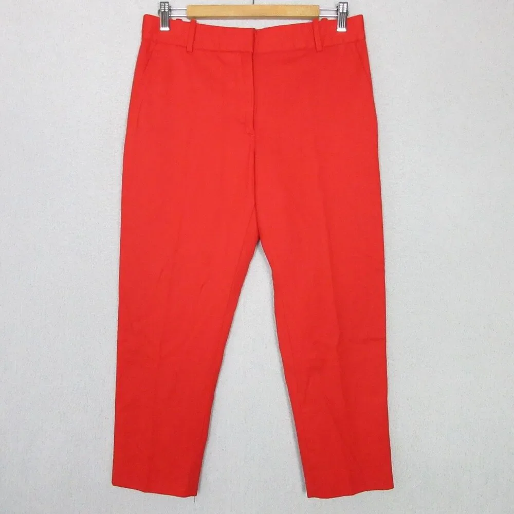 JCrew Wool Pants Trousers Womens 6 (32x26) Tailored Ankle Slim Dry‎ Clean Red